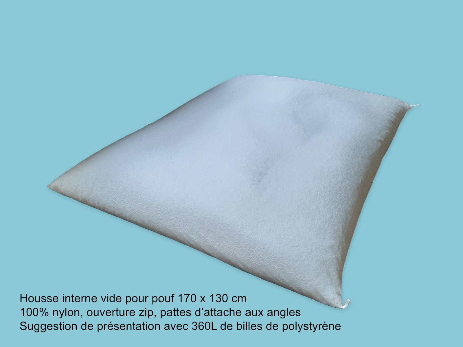 Housse interne vide pour pouf coussin géant 170 x 130 cm à 15,00 €