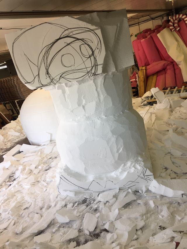 Sculpture polystyrene bonhomme de neige