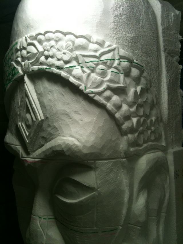 Sculpture polystyrene visage